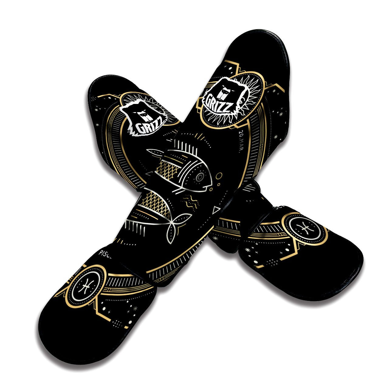 Zodiac Sign Vintage Pisces Print Muay Thai Shin Guards-grizzshop