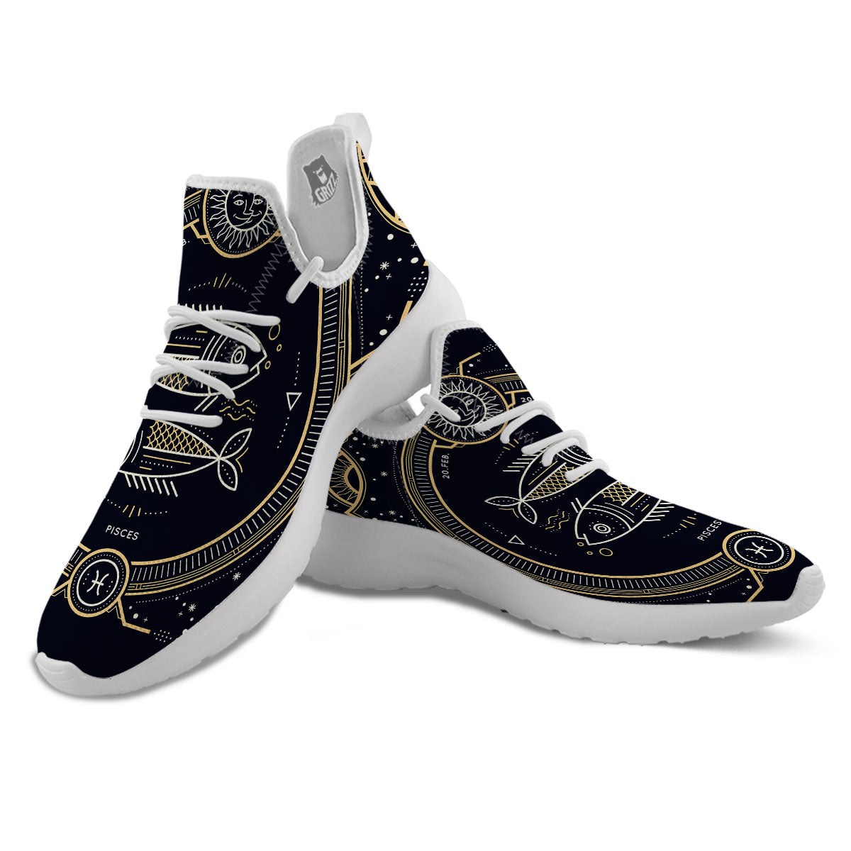 Zodiac Sign Vintage Pisces Print White Athletic Shoes-grizzshop