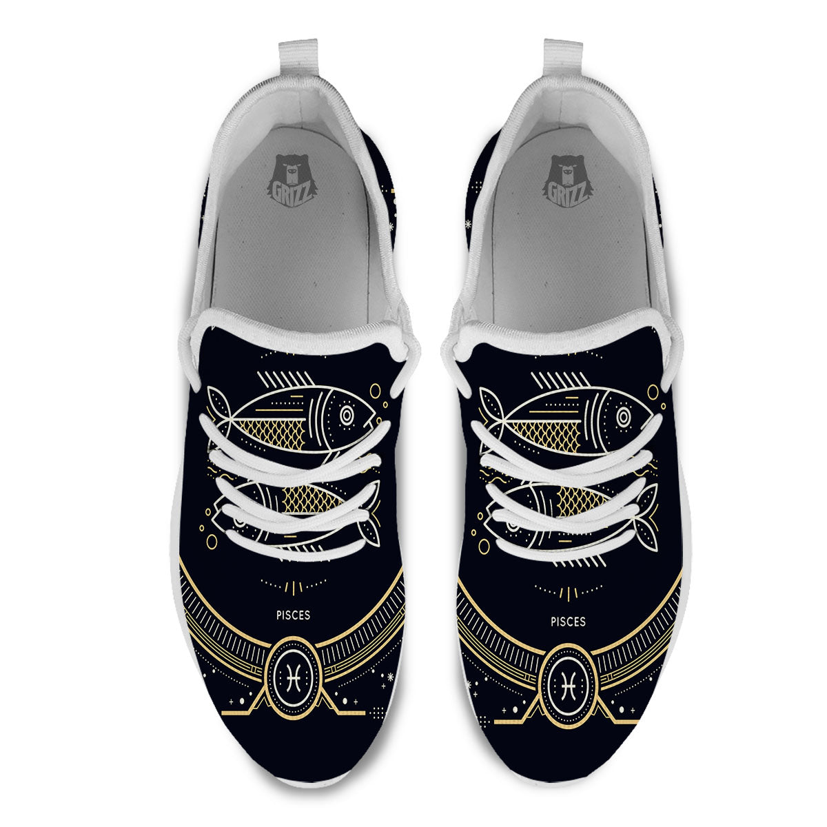 Zodiac Sign Vintage Pisces Print White Athletic Shoes-grizzshop