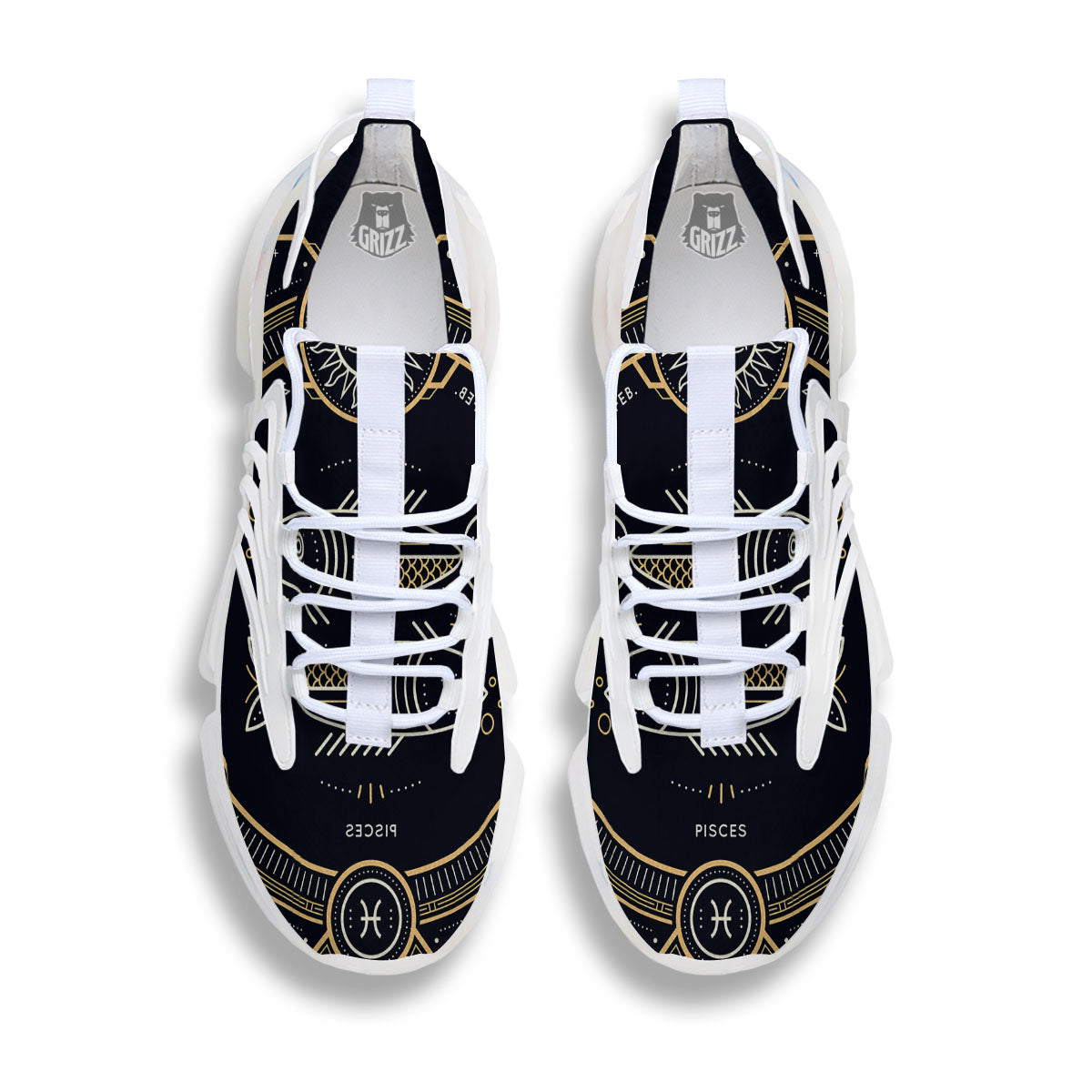 Zodiac Sign Vintage Pisces Print White Gym Shoes-grizzshop