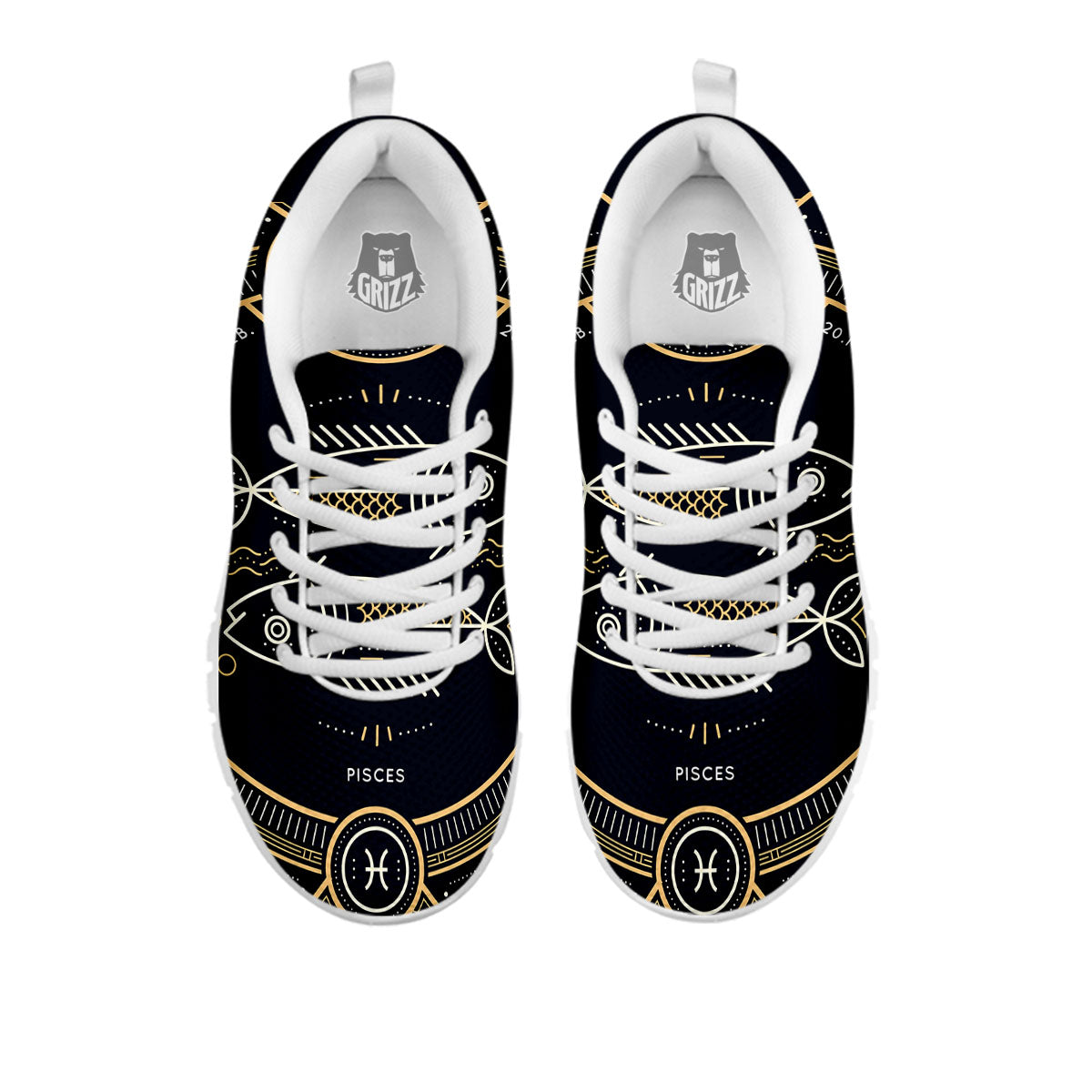 Zodiac Sign Vintage Pisces Print White Sneaker-grizzshop