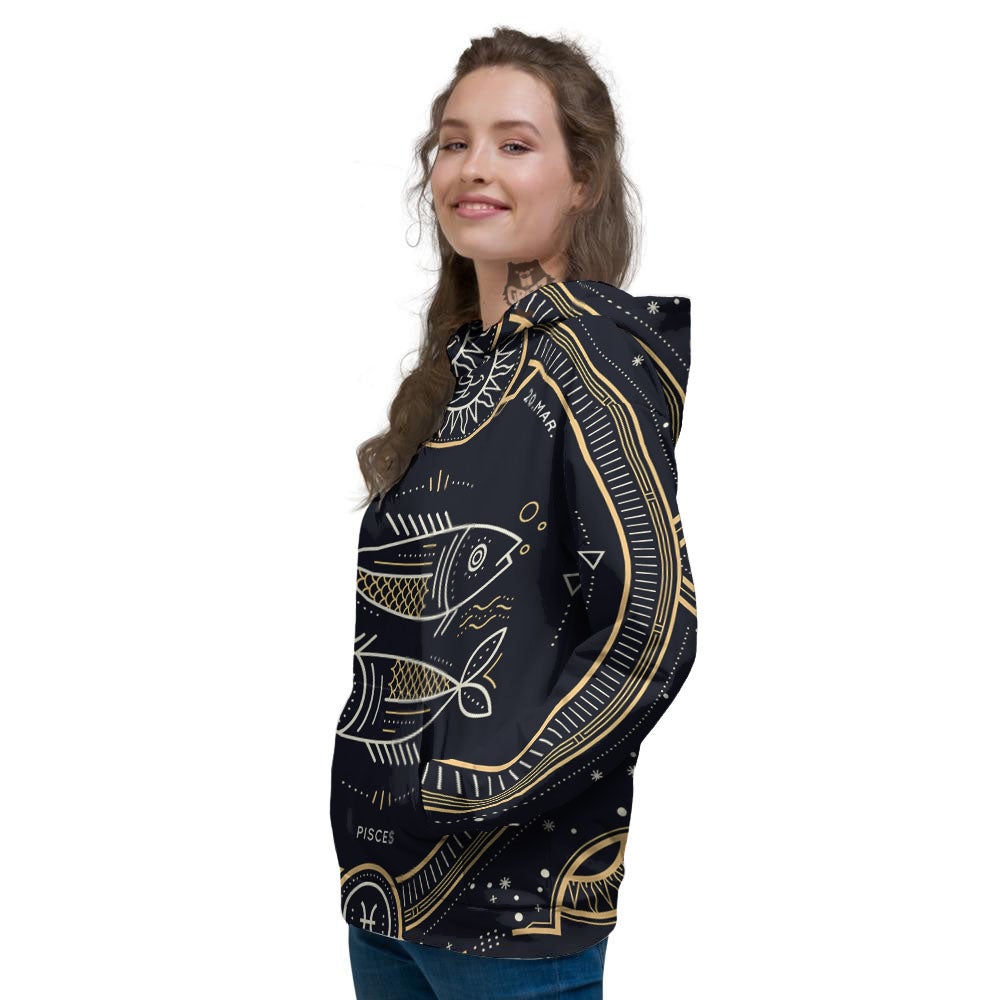Zodiac Sign Vintage Pisces Print Women's Hoodie-grizzshop