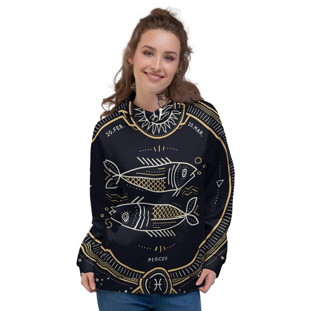 Zodiac Sign Vintage Pisces Print Women's Hoodie-grizzshop