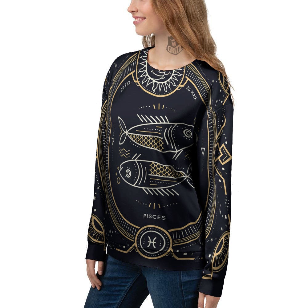 Zodiac Sign Vintage Pisces Print Women's Sweatshirt-grizzshop