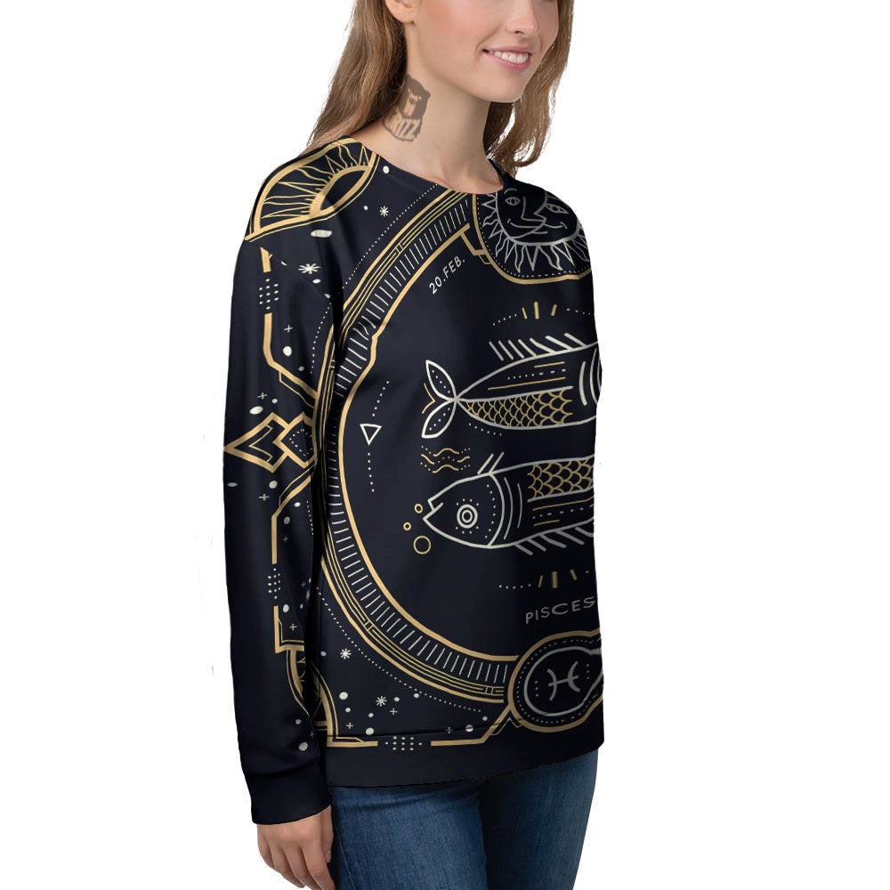 Zodiac Sign Vintage Pisces Print Women's Sweatshirt-grizzshop