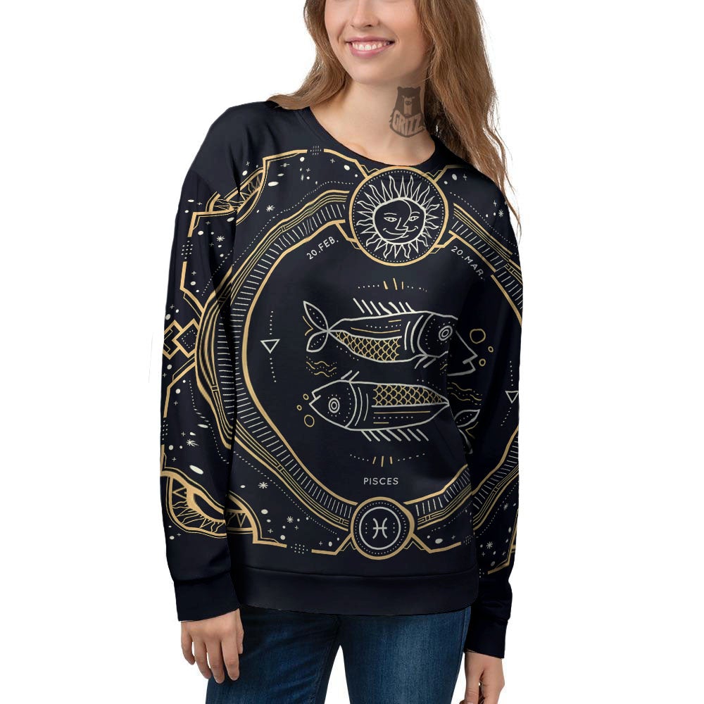 Zodiac Sign Vintage Pisces Print Women's Sweatshirt-grizzshop