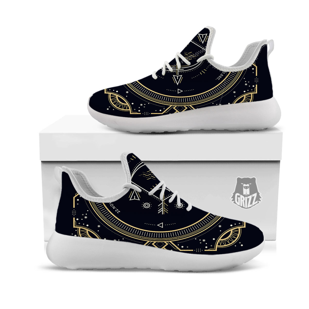 Zodiac Sign Vintage Sagittarius Print White Athletic Shoes-grizzshop