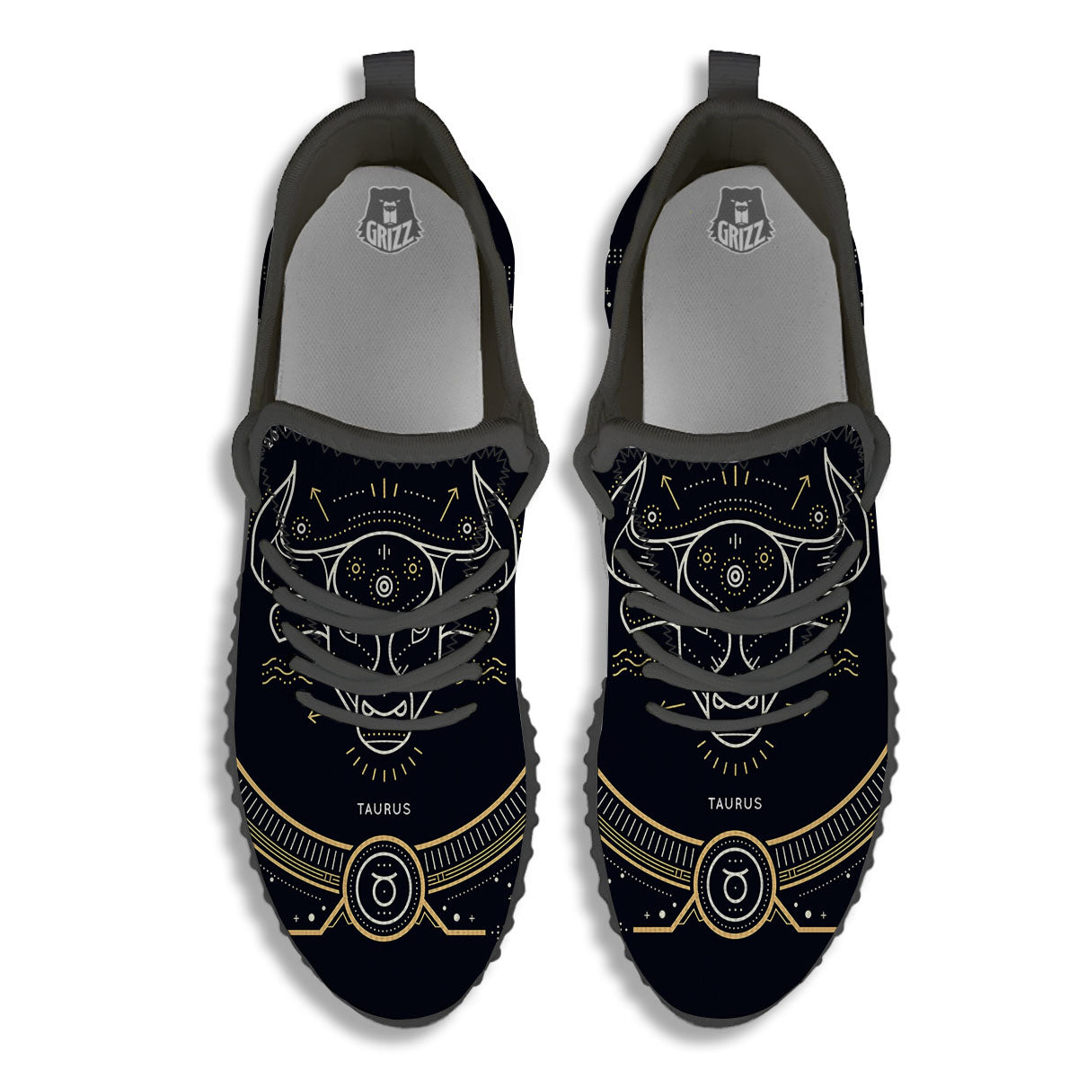 Zodiac Sign Vintage Taurus Print Black Walking Shoes-grizzshop