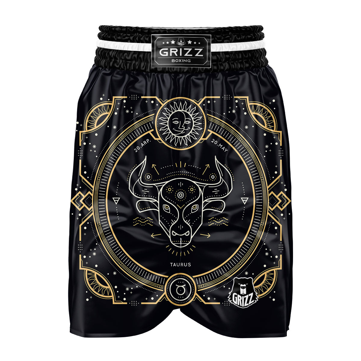 Zodiac Sign Vintage Taurus Print Boxing Shorts-grizzshop