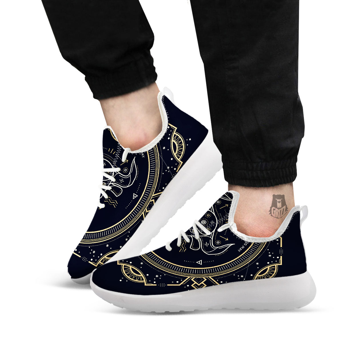 Zodiac Sign Vintage Taurus Print White Athletic Shoes-grizzshop
