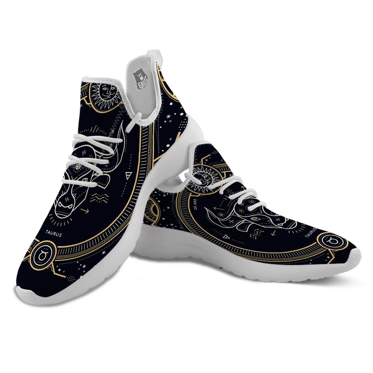 Zodiac Sign Vintage Taurus Print White Athletic Shoes-grizzshop