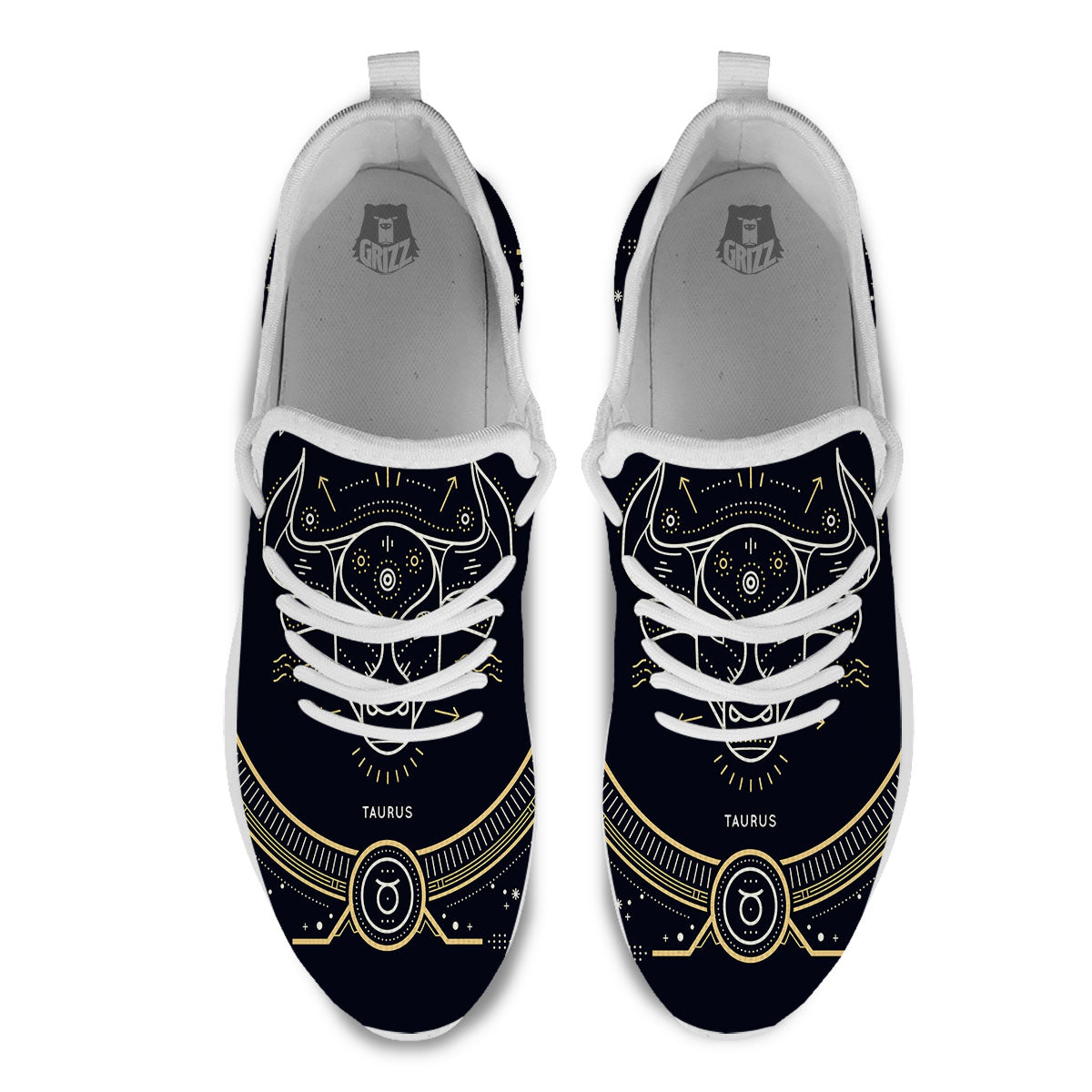 Zodiac Sign Vintage Taurus Print White Athletic Shoes-grizzshop