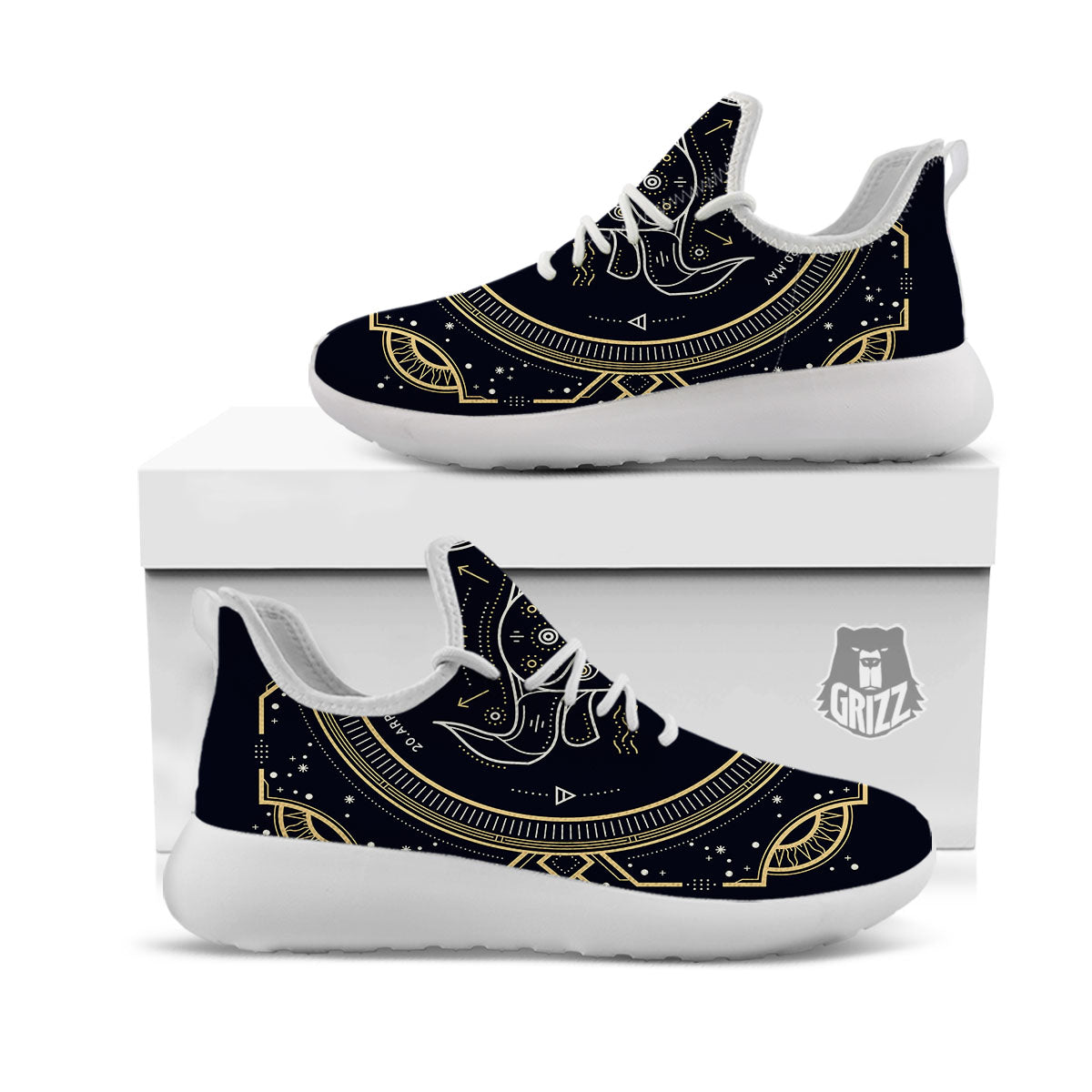 Zodiac Sign Vintage Taurus Print White Athletic Shoes-grizzshop