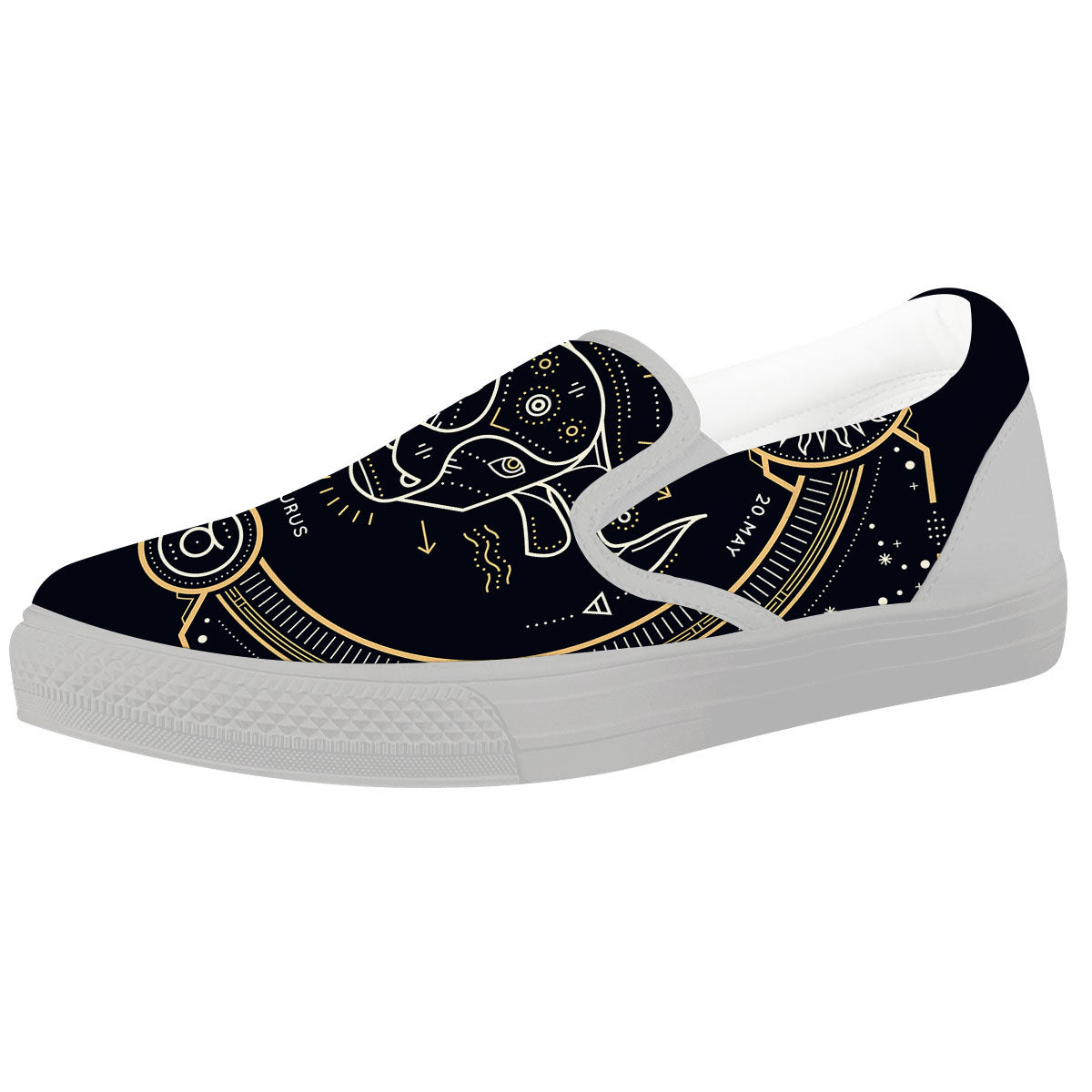 Zodiac Sign Vintage Taurus Print White Slip On Shoes-grizzshop