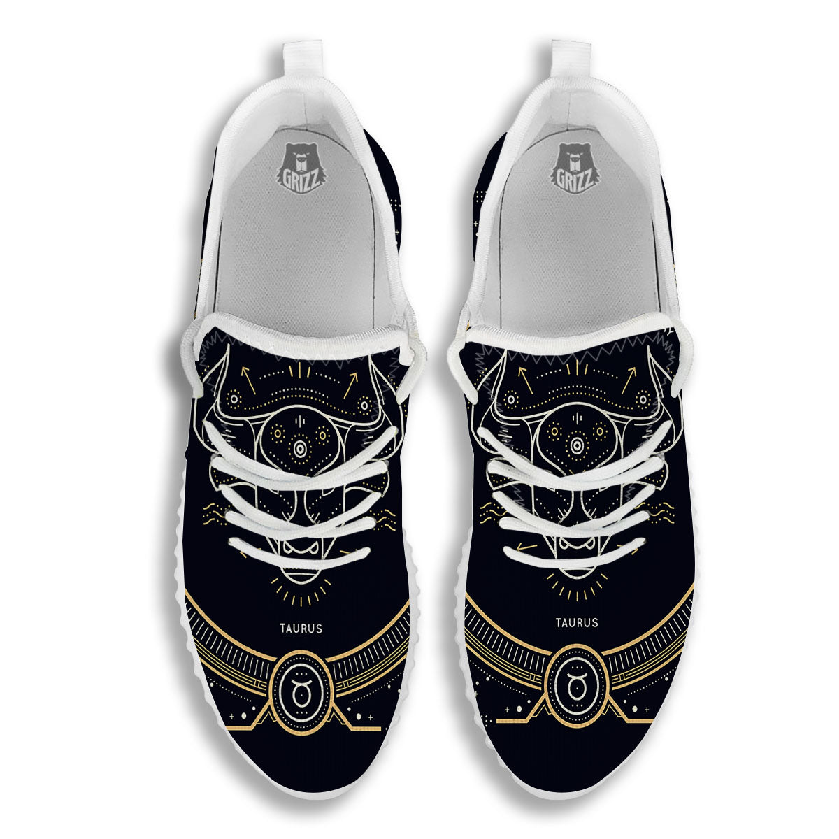 Zodiac Sign Vintage Taurus Print White Walking Shoes-grizzshop