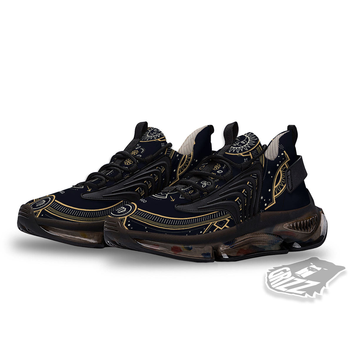 Zodiac Sign Vintage Virgo Print Black Gym Shoes-grizzshop