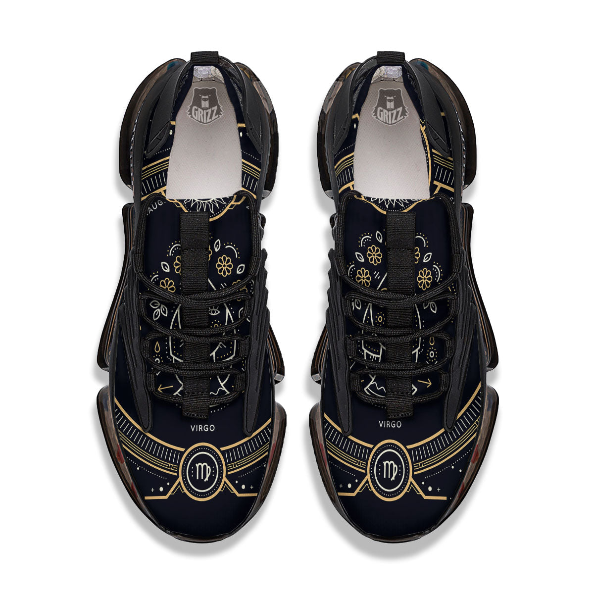 Zodiac Sign Vintage Virgo Print Black Gym Shoes-grizzshop