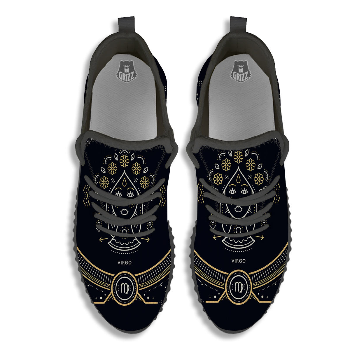 Zodiac Sign Vintage Virgo Print Black Walking Shoes-grizzshop