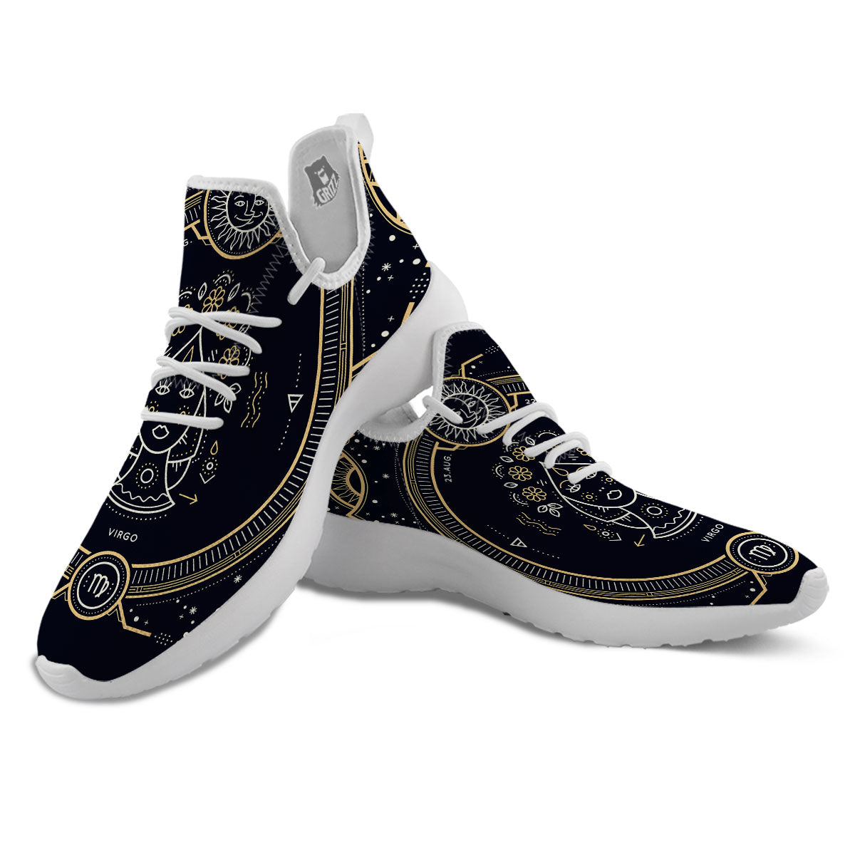 Zodiac Sign Vintage Virgo Print White Athletic Shoes-grizzshop