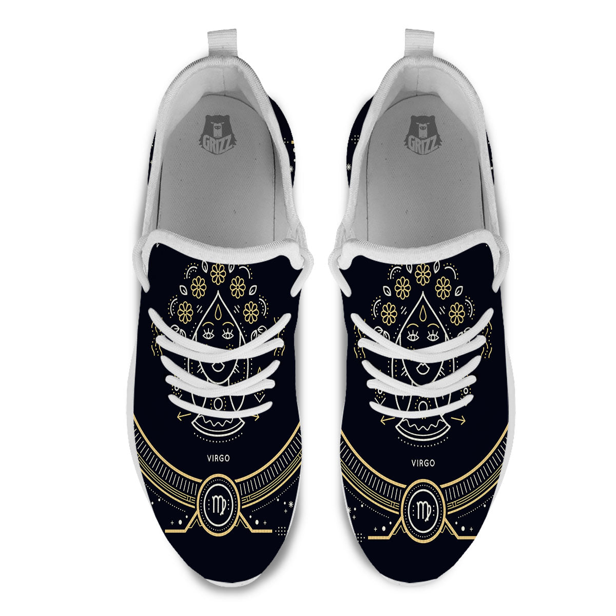 Zodiac Sign Vintage Virgo Print White Athletic Shoes-grizzshop