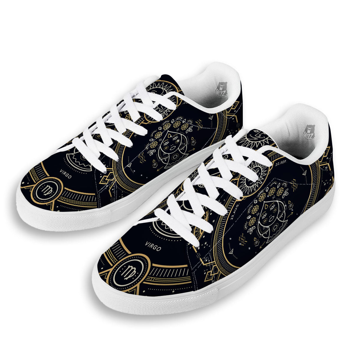 Zodiac Sign Vintage Virgo Print White Low Top Sneakers-grizzshop