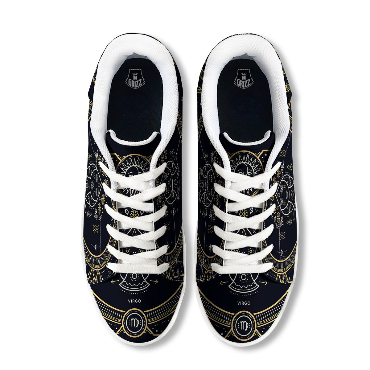 Zodiac Sign Vintage Virgo Print White Low Top Sneakers-grizzshop