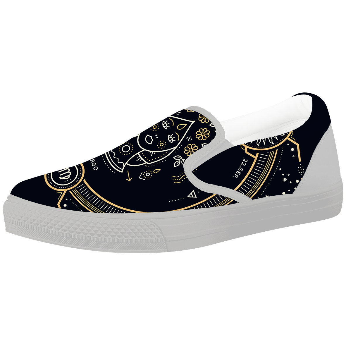Zodiac Sign Vintage Virgo Print White Slip On Shoes-grizzshop