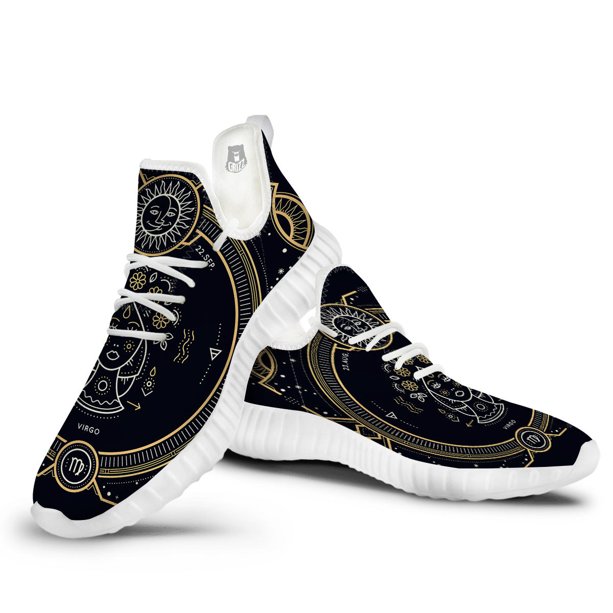 Zodiac Sign Vintage Virgo Print White Walking Shoes-grizzshop