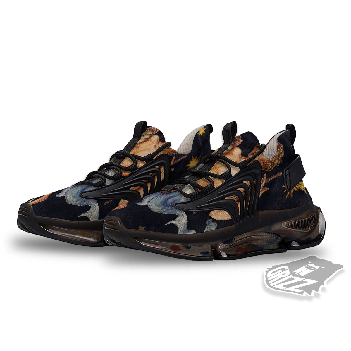 Zodiac Sign Watercolor Aquarius Print Black Gym Shoes-grizzshop