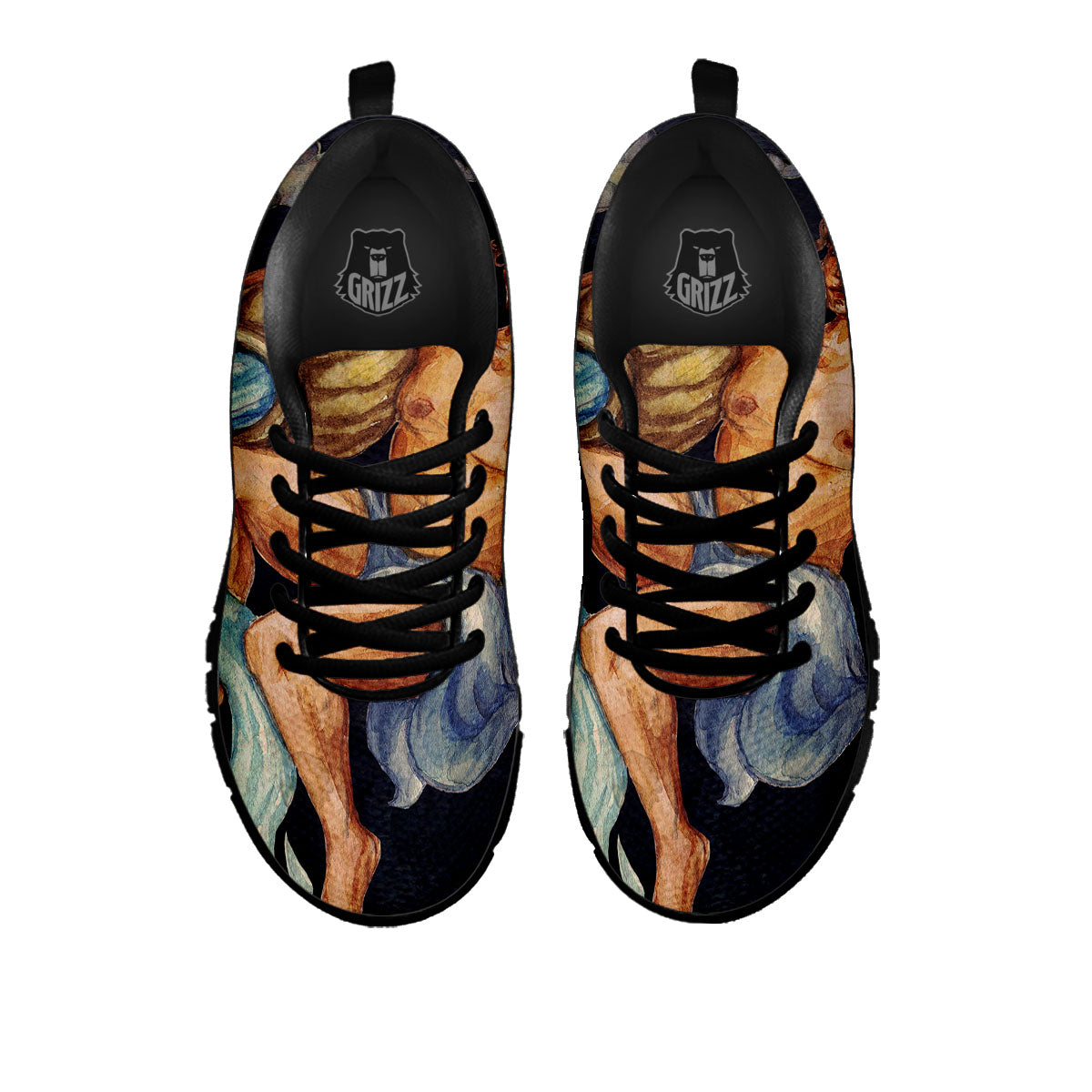 Zodiac Sign Watercolor Aquarius Print Black Sneaker-grizzshop