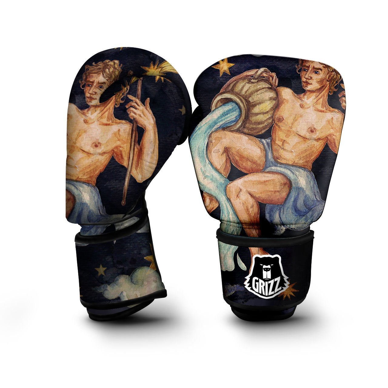Zodiac Sign Watercolor Aquarius Print Boxing Gloves-grizzshop