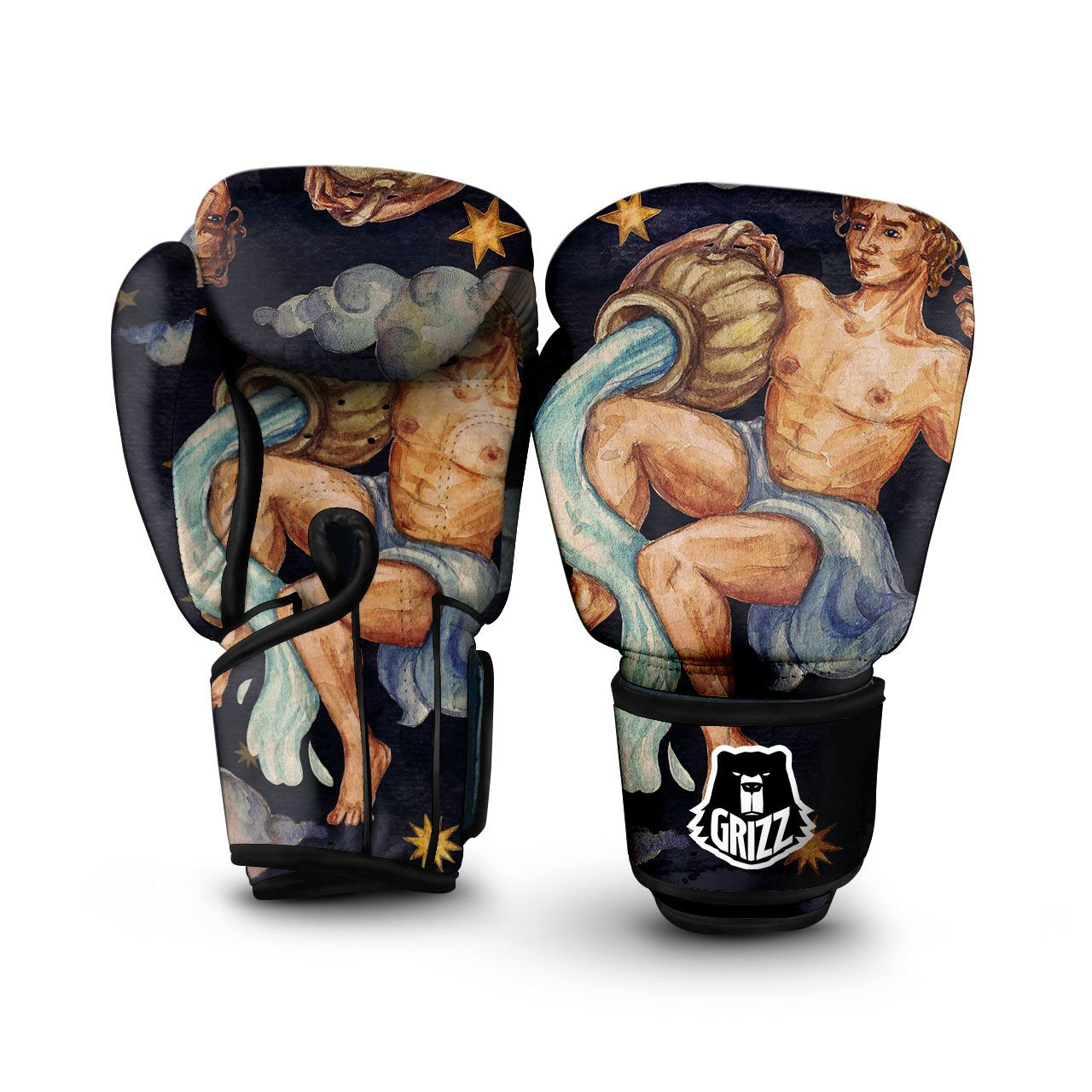 Zodiac Sign Watercolor Aquarius Print Boxing Gloves-grizzshop