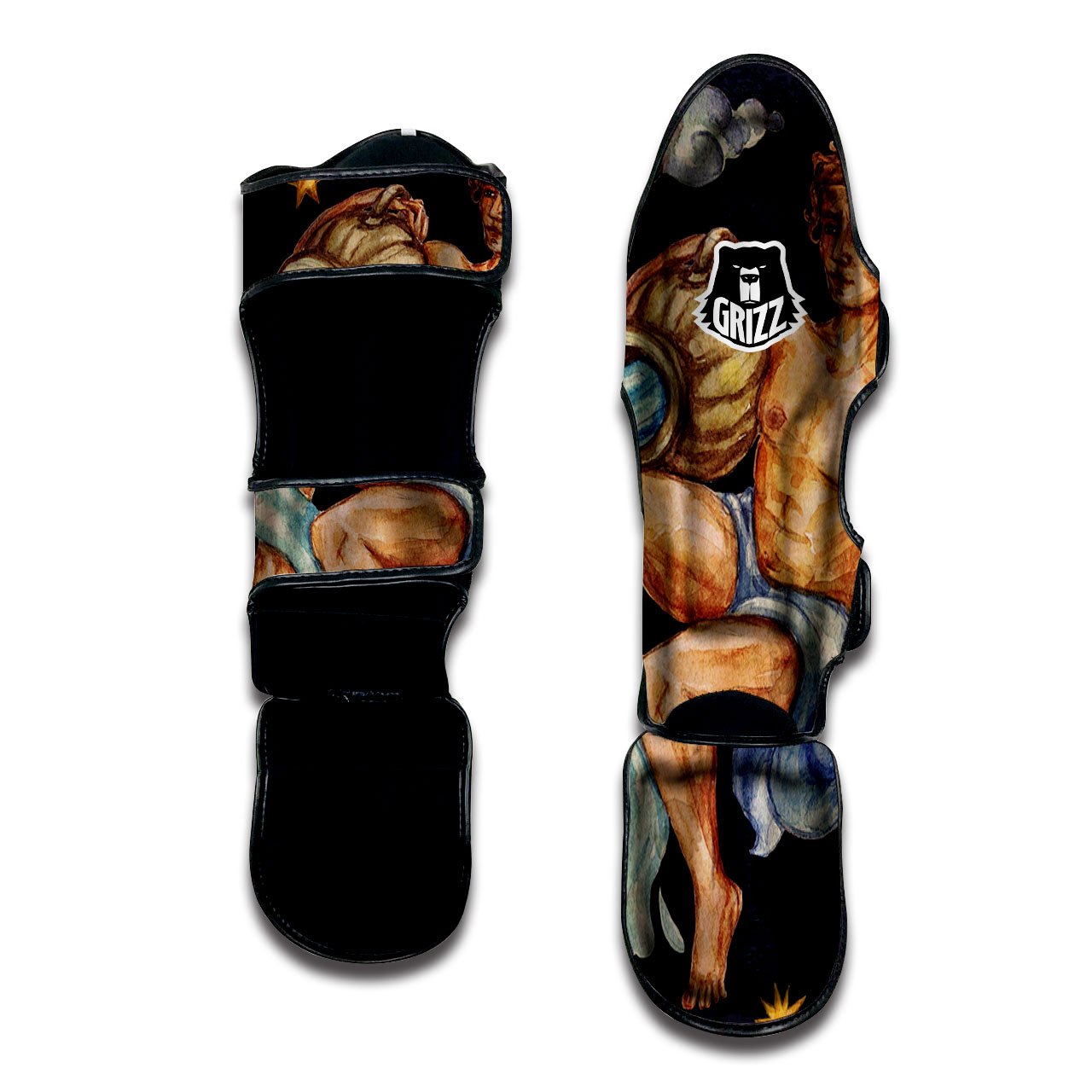 Zodiac Sign Watercolor Aquarius Print Muay Thai Shin Guards-grizzshop