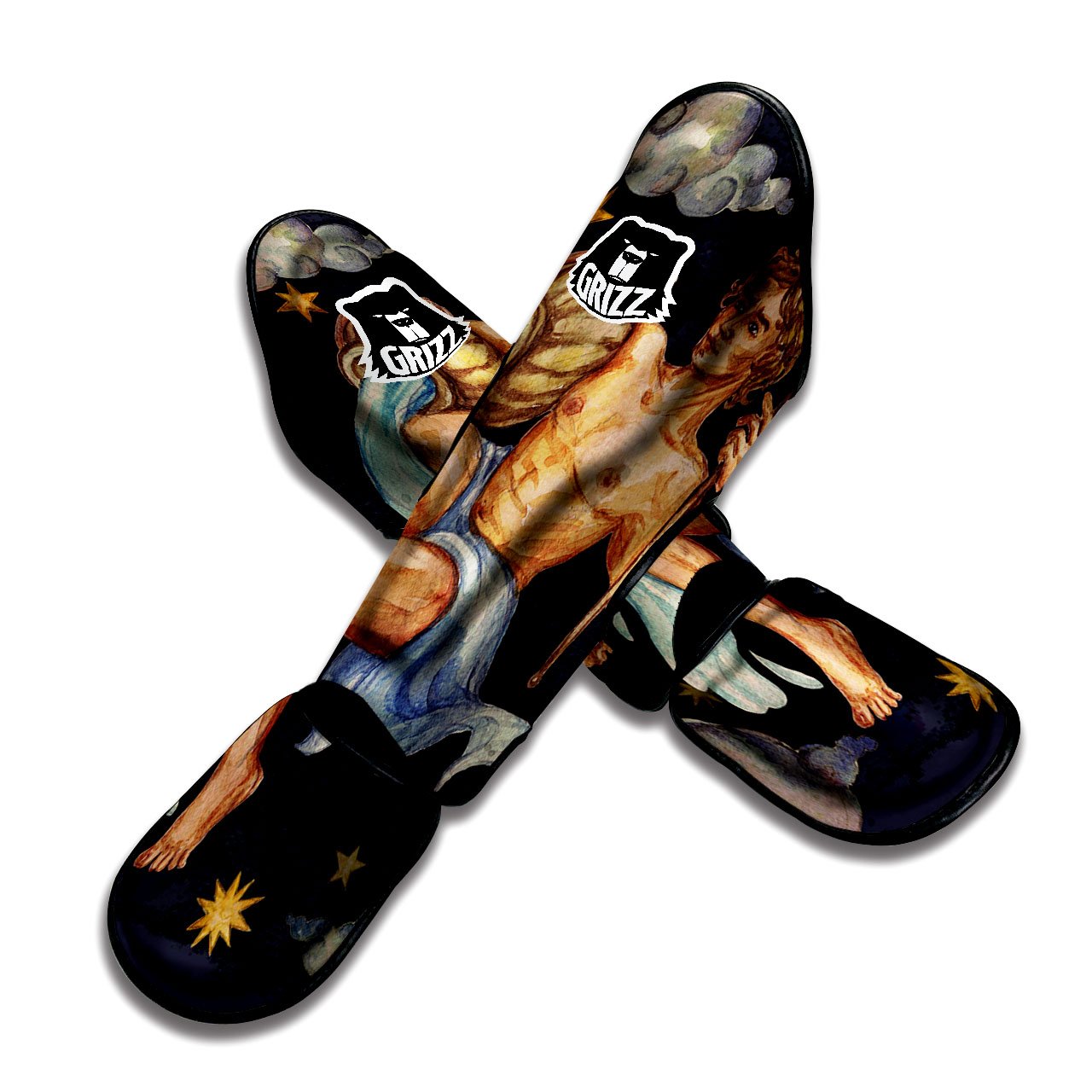 Zodiac Sign Watercolor Aquarius Print Muay Thai Shin Guards-grizzshop