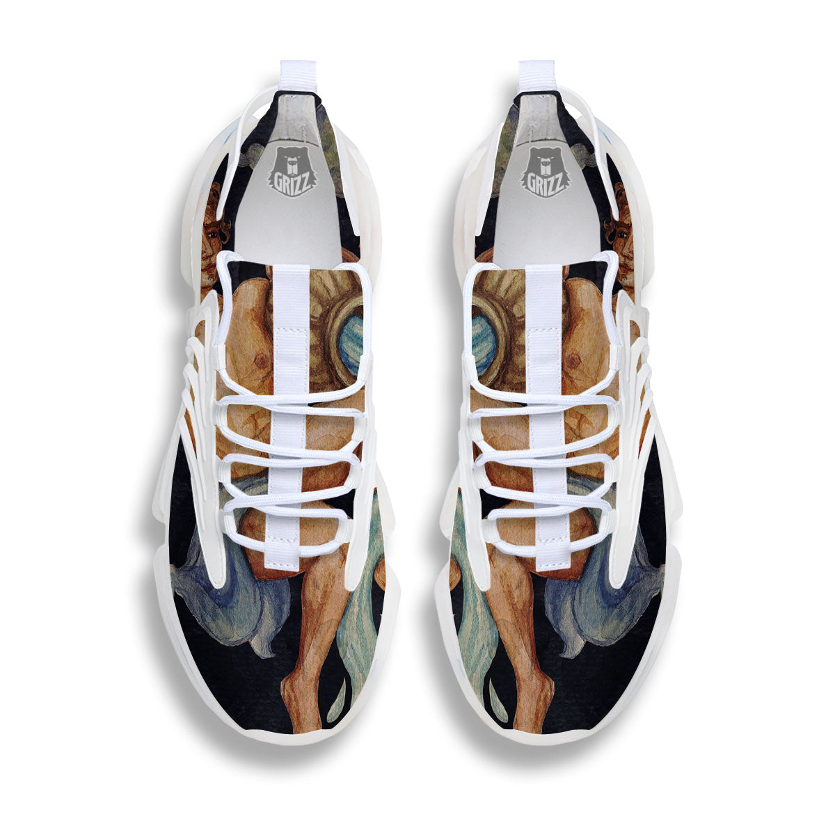 Zodiac Sign Watercolor Aquarius Print White Gym Shoes-grizzshop