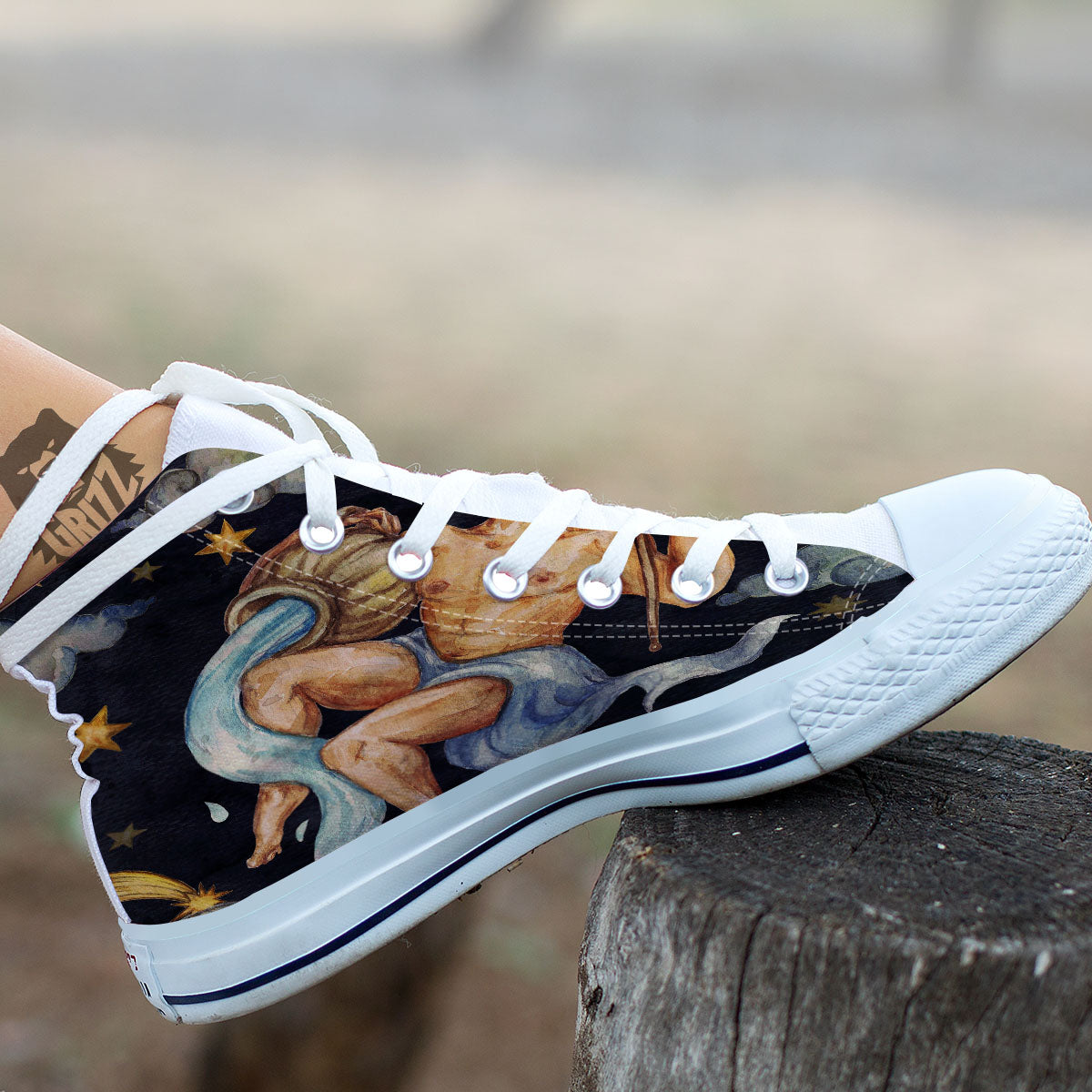 Zodiac Sign Watercolor Aquarius Print White High Top Shoes-grizzshop
