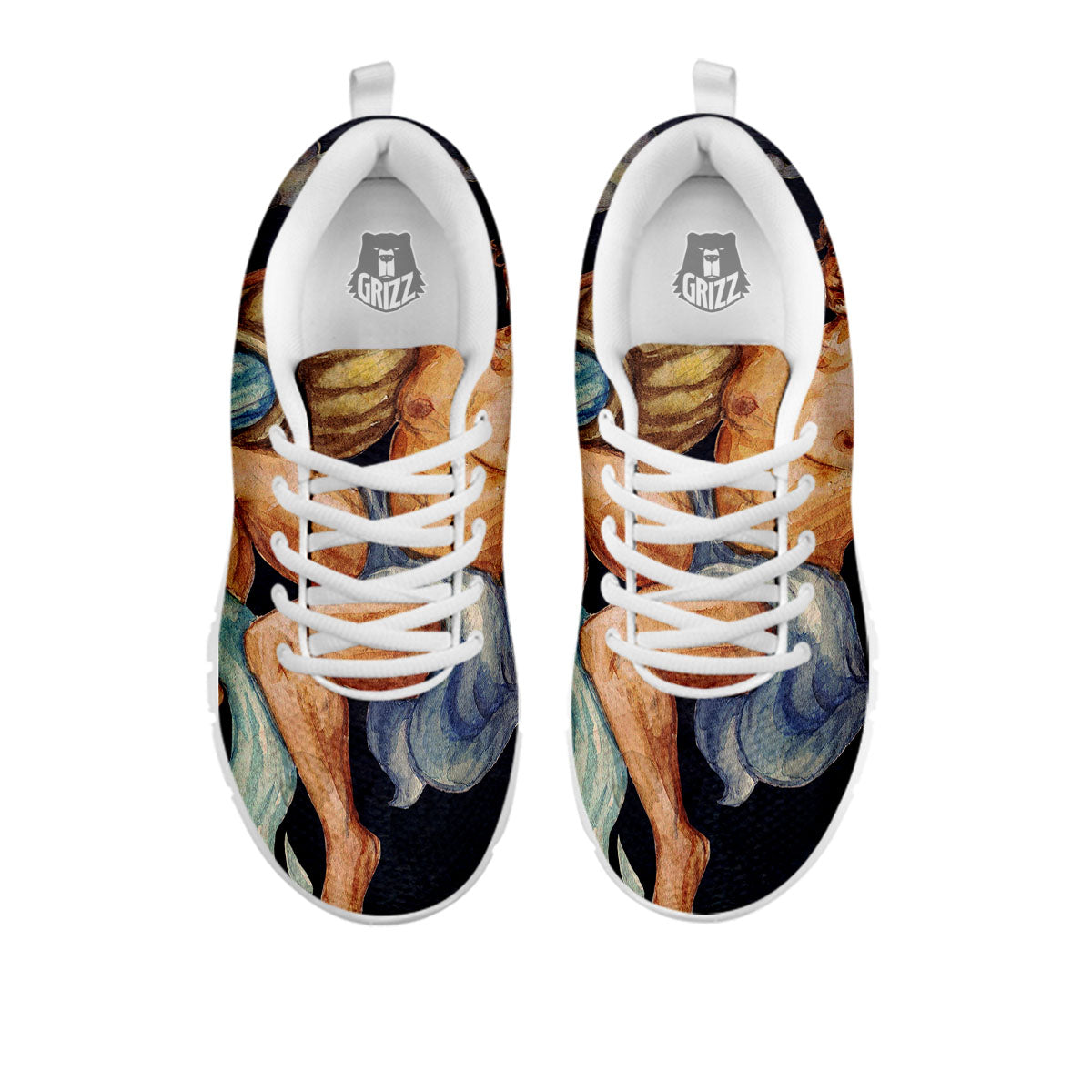 Zodiac Sign Watercolor Aquarius Print White Sneaker-grizzshop