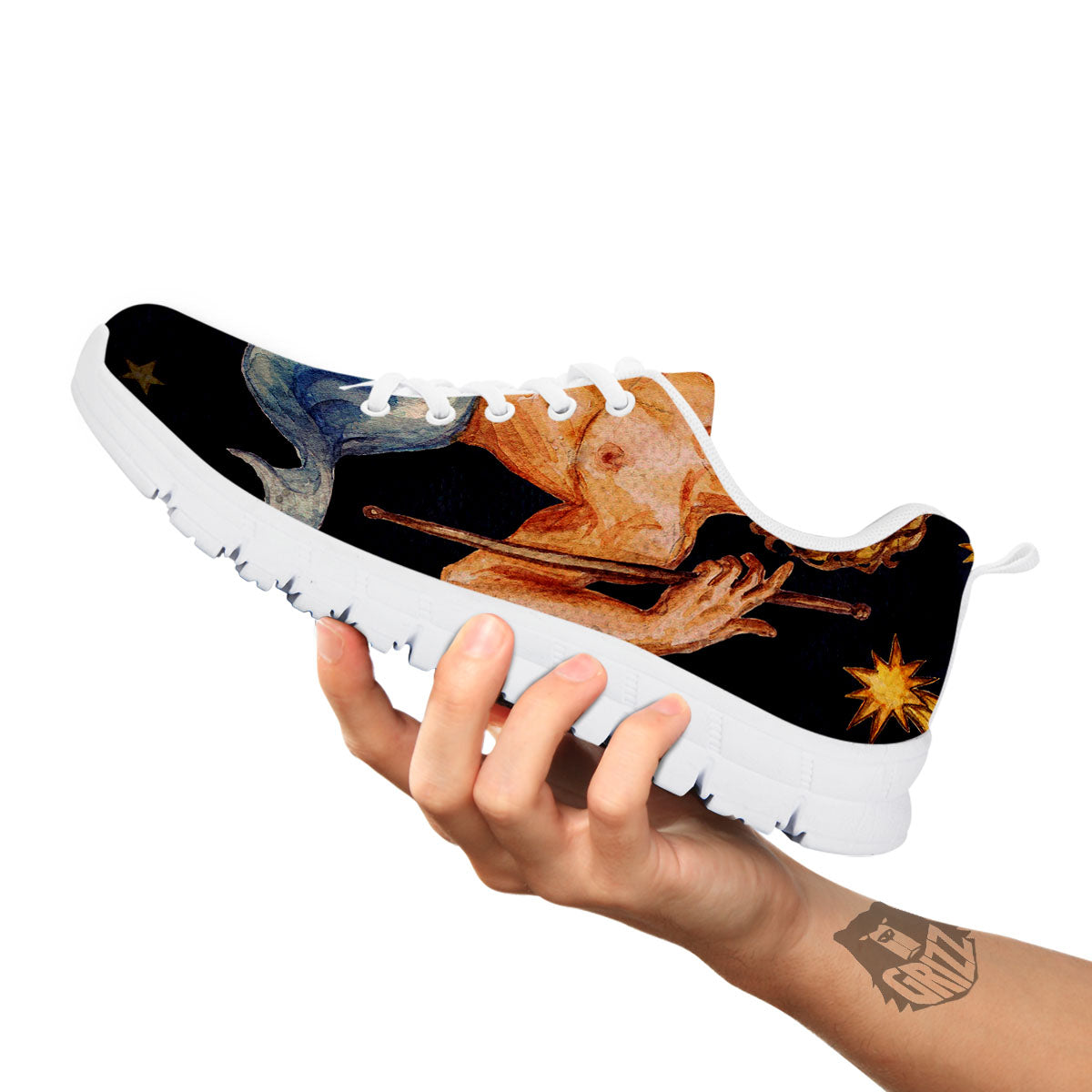 Zodiac Sign Watercolor Aquarius Print White Sneaker-grizzshop