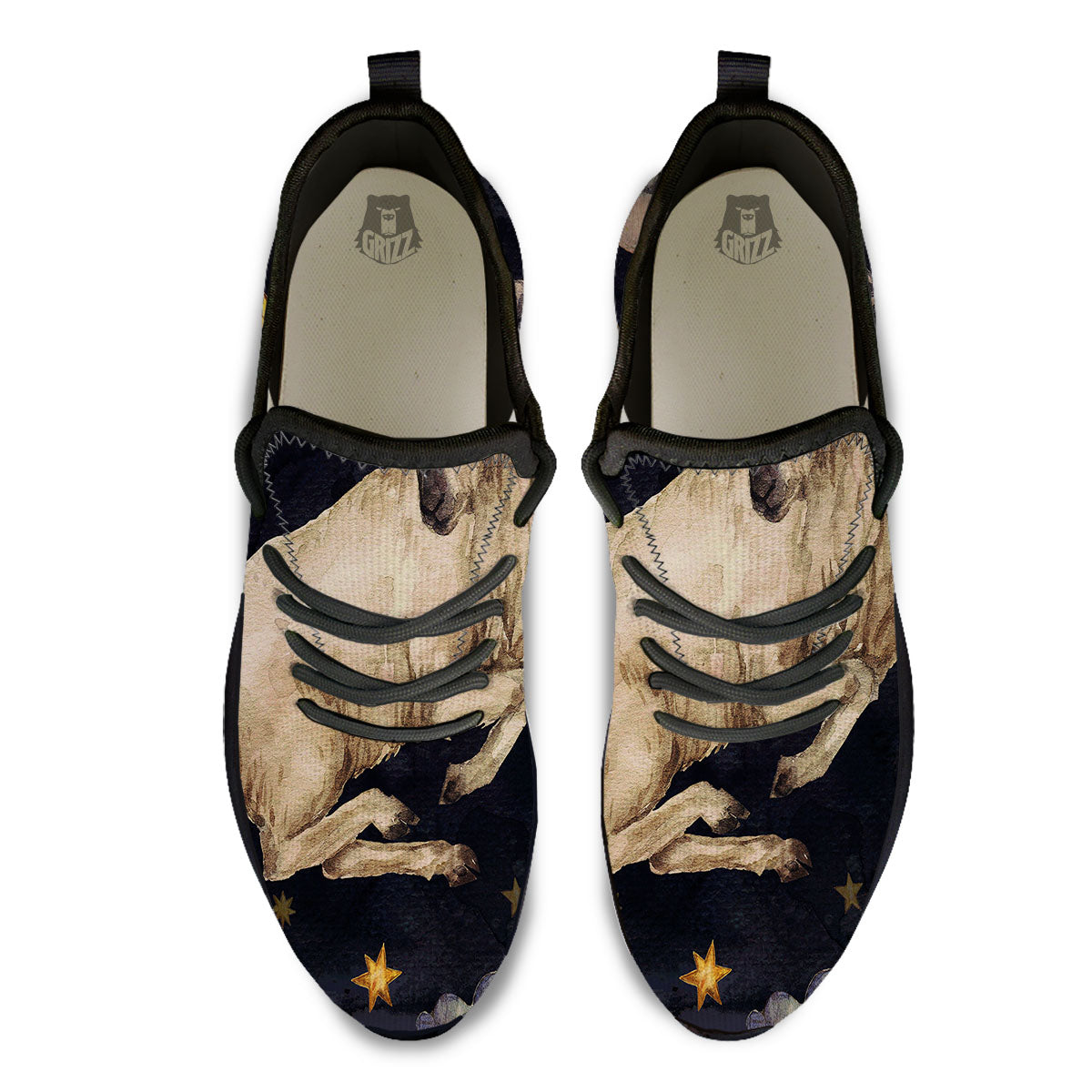 Zodiac Sign Watercolor Aries Print Black Athletic Shoes-grizzshop