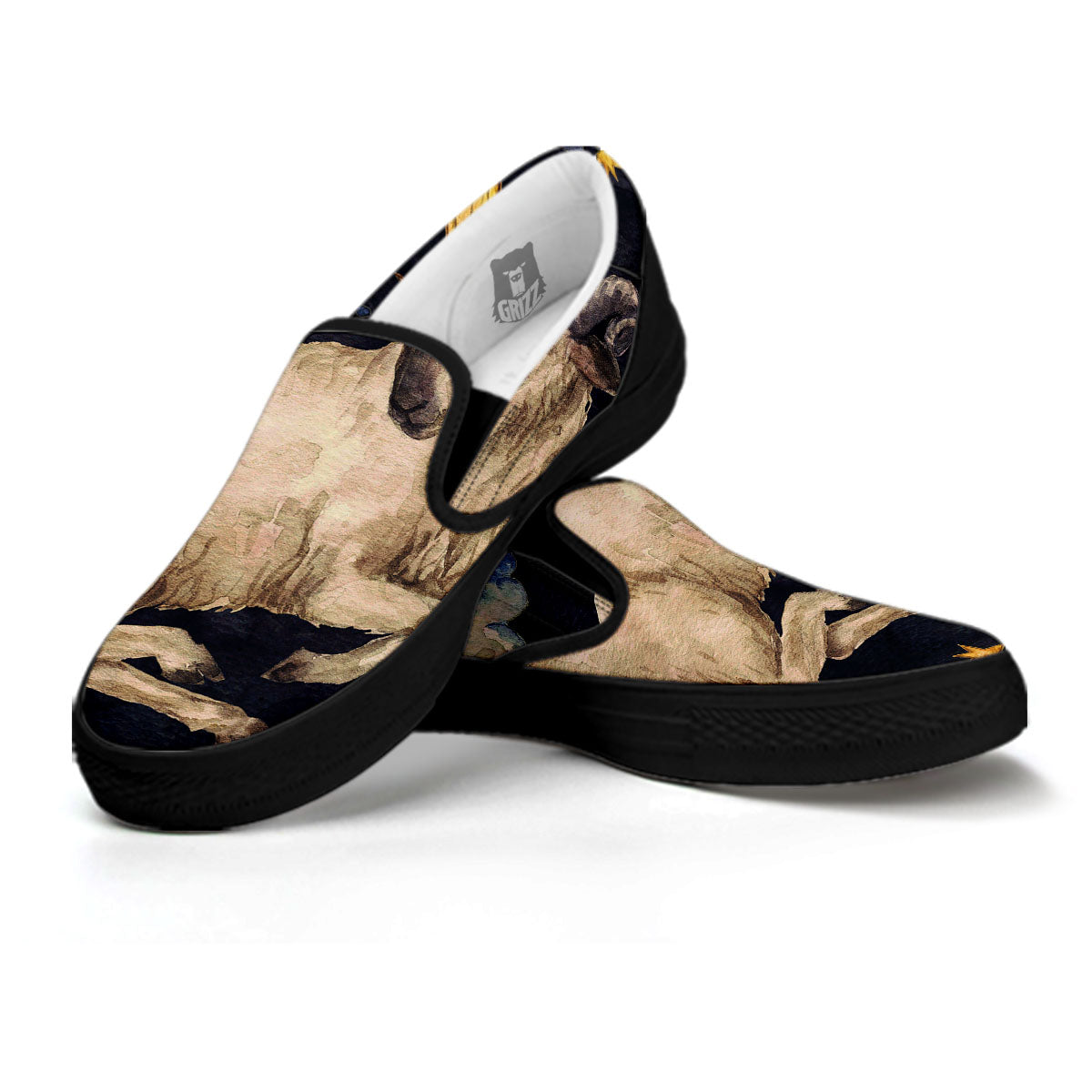 Zodiac Sign Watercolor Aries Print Black Slip On Shoes-grizzshop