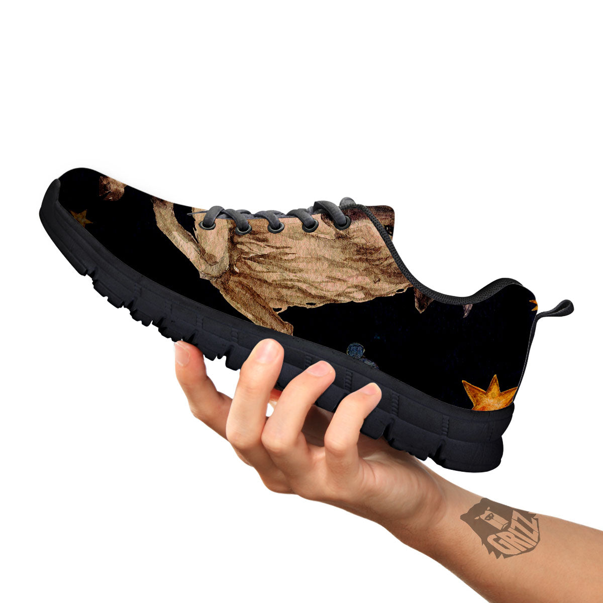 Zodiac Sign Watercolor Aries Print Black Sneaker-grizzshop