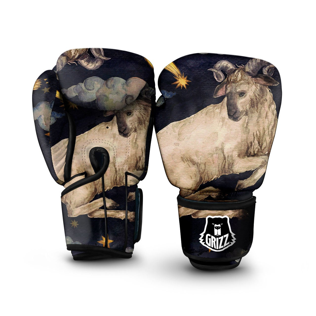 Zodiac Sign Watercolor Aries Print Boxing Gloves-grizzshop