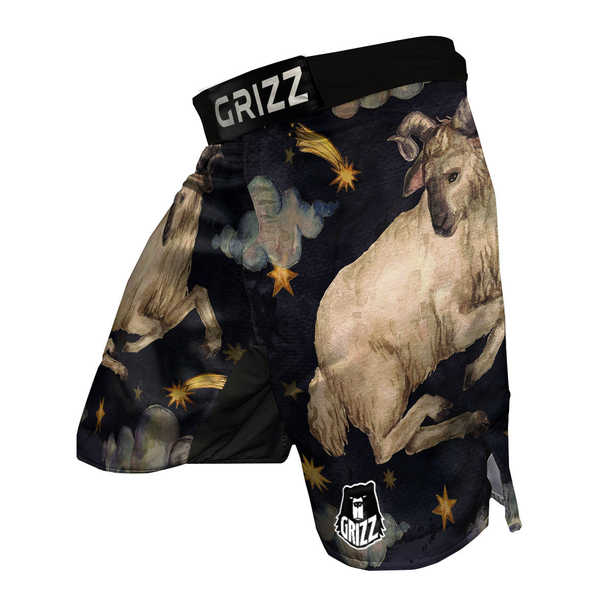 Zodiac Sign Watercolor Aries Print MMA Shorts-grizzshop