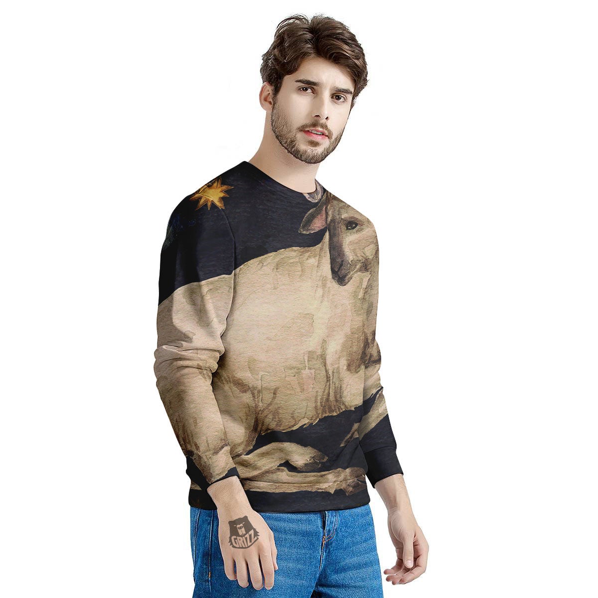 Zodiac Sign Watercolor Aries Print Men's Sweatshirt-grizzshop