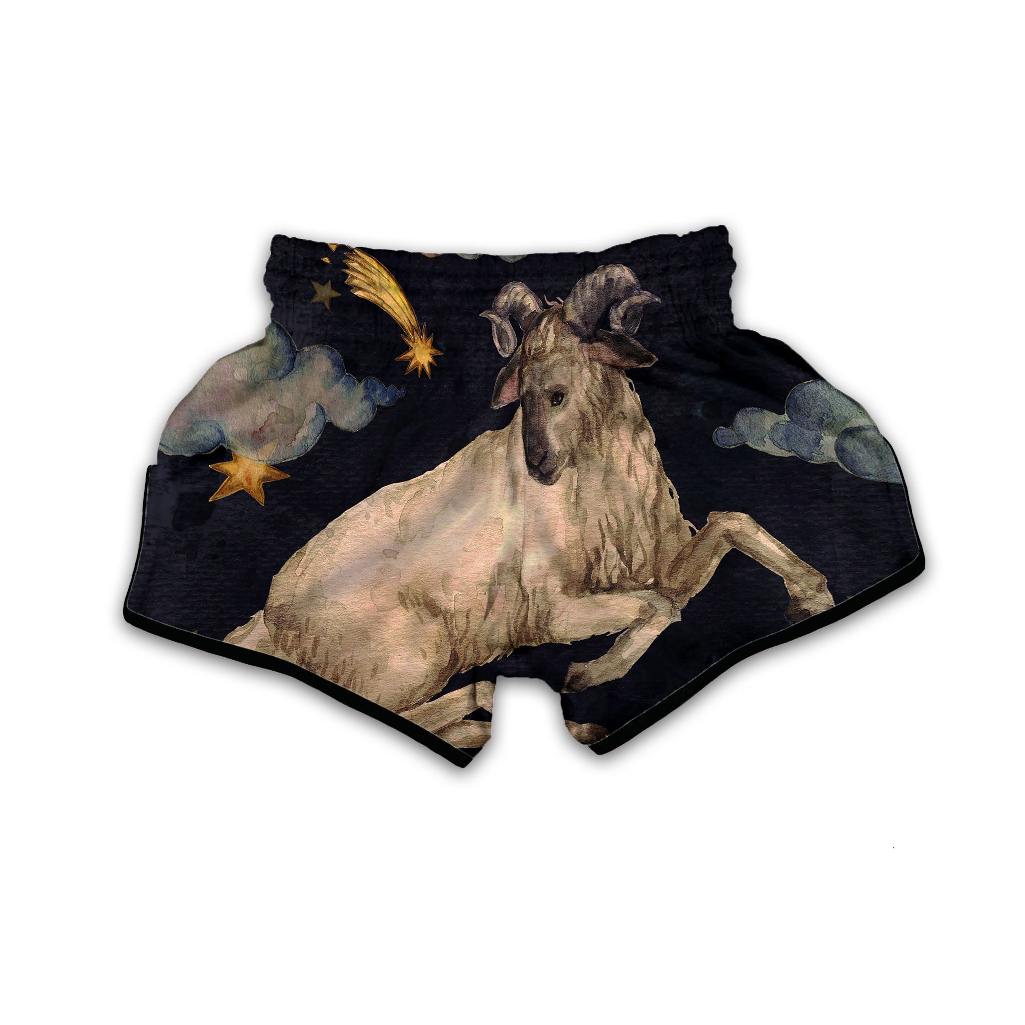 Zodiac Sign Watercolor Aries Print Muay Thai Boxing Shorts-grizzshop