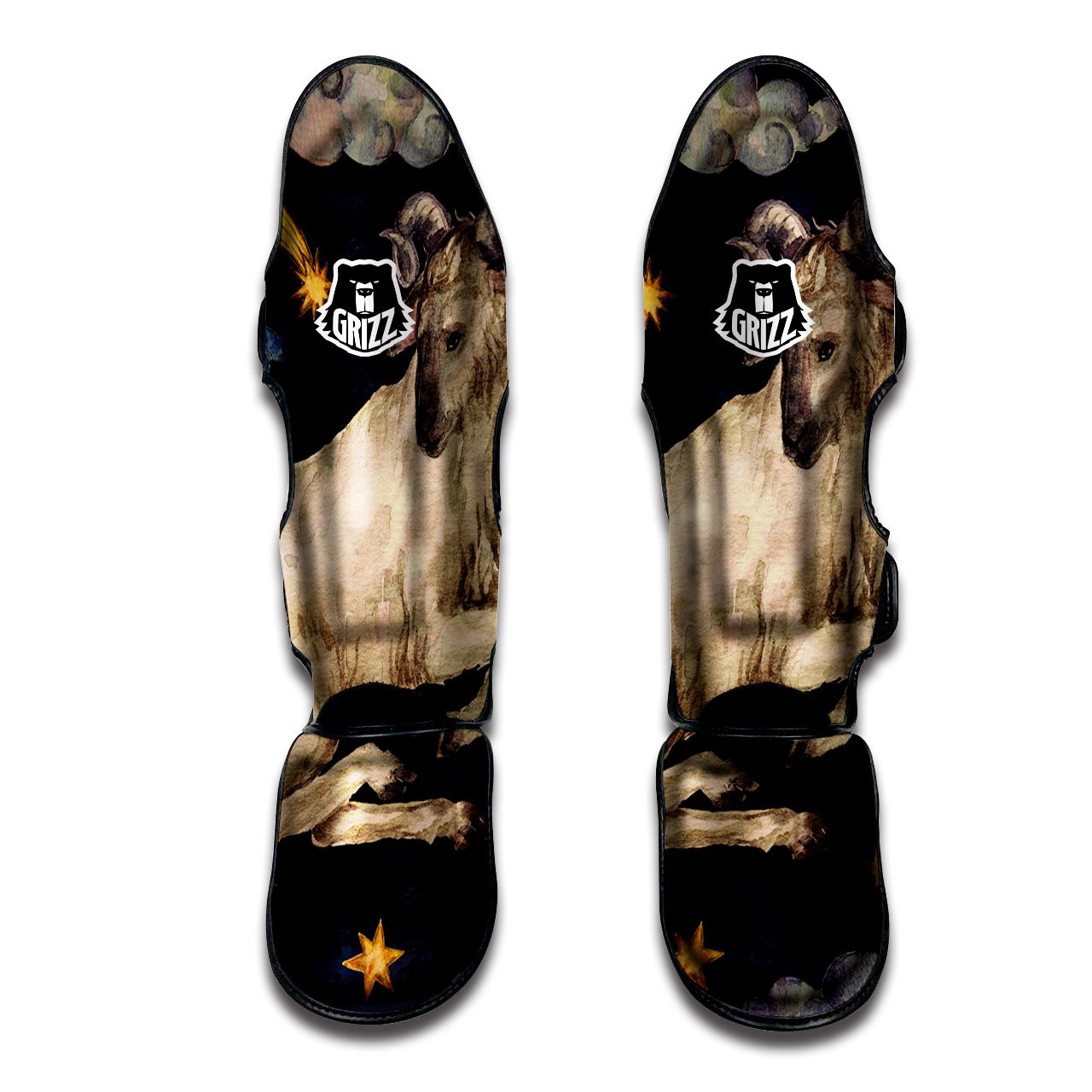Zodiac Sign Watercolor Aries Print Muay Thai Shin Guards-grizzshop