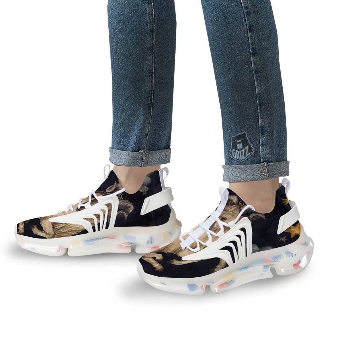 Zodiac Sign Watercolor Aries Print White Gym Shoes-grizzshop