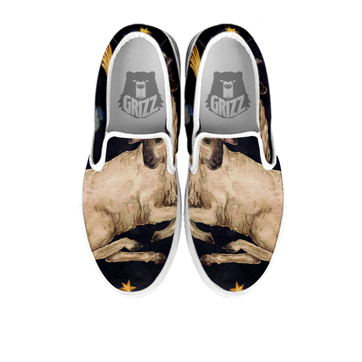 Zodiac Sign Watercolor Aries Print White Slip On Shoes-grizzshop