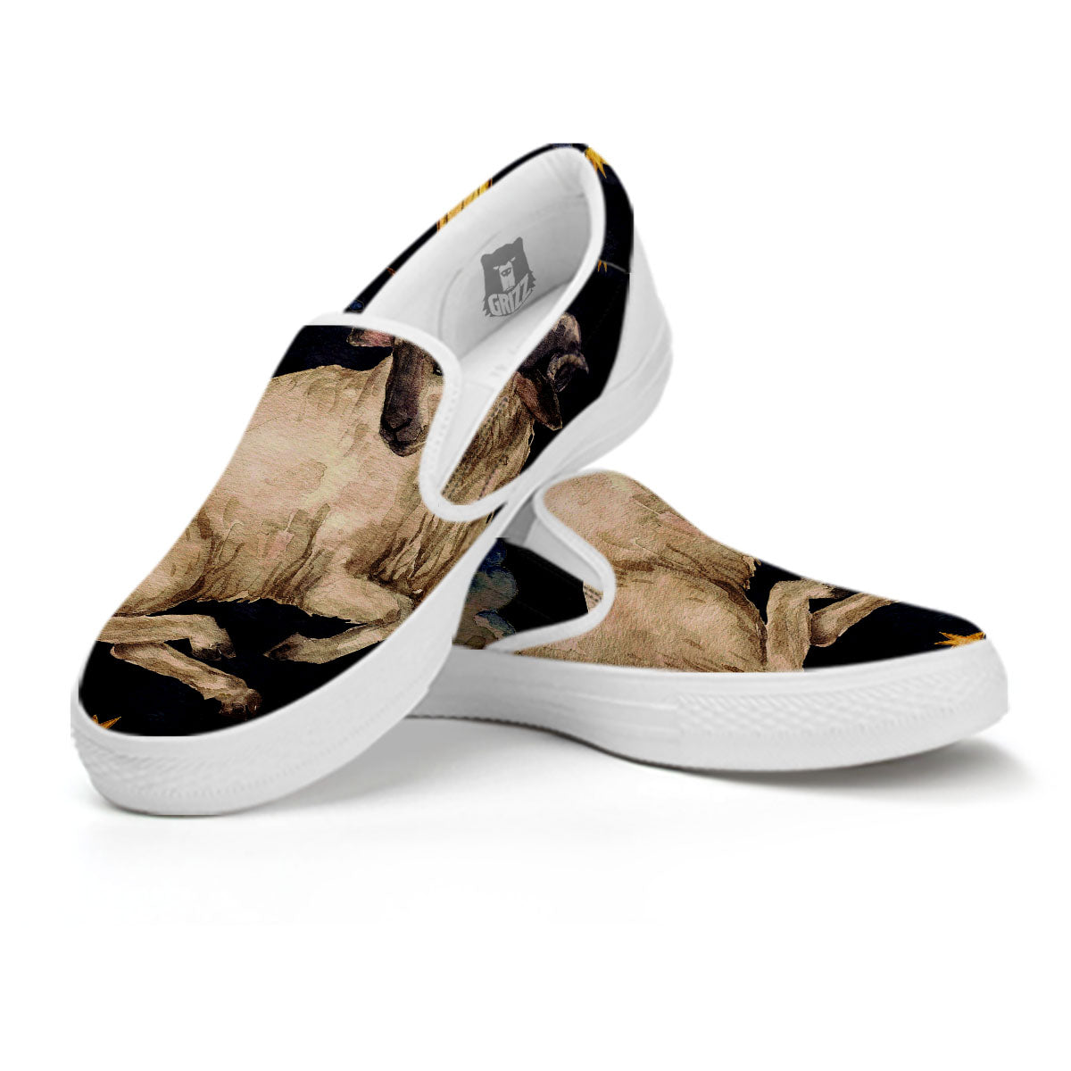 Zodiac Sign Watercolor Aries Print White Slip On Shoes-grizzshop