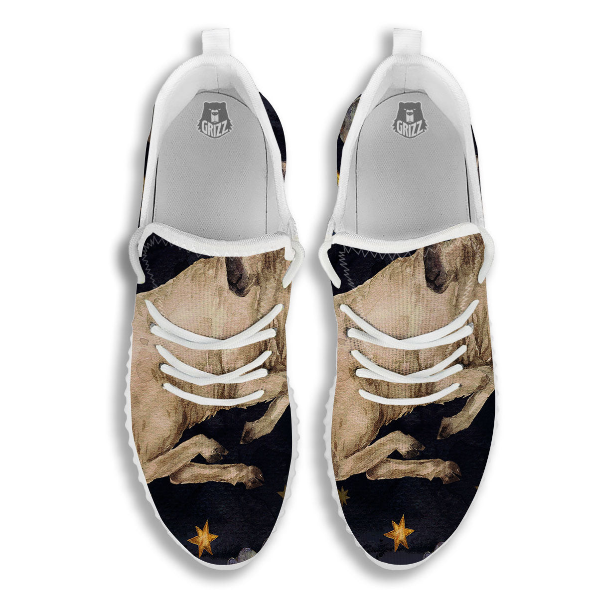 Zodiac Sign Watercolor Aries Print White Walking Shoes-grizzshop